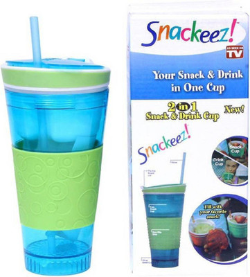 

mega star 2-IN-1 Snack And Drink Cup / Bottle / Water Bottle / Snacks Cup ( multi color 2pcs) 700 ml Sipper(Pack of 2, Multicolor)