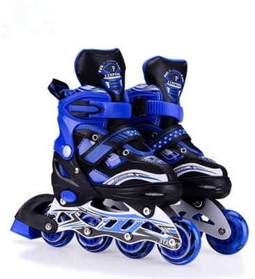 

Techhark Inline Extrawish Skates size adjustable all pure PU wheels it has aluminum-alloy which is strong with LED flash light on wheels In-line Skates - Size 9-2 UK(Pink), Blue