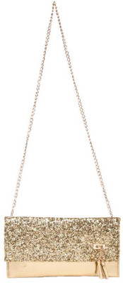 

Aliado Women Evening/Party Gold Leatherette Sling Bag