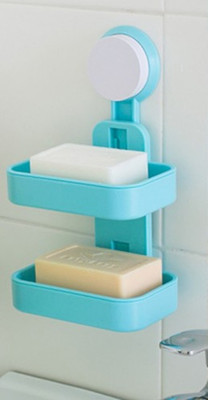 

Simxen Double Layer Soap Box Suction Cup Holder Rack Bathroom Shower Soap Dish Hanging Tray Wall Holder Storage Holders(Multicolor)