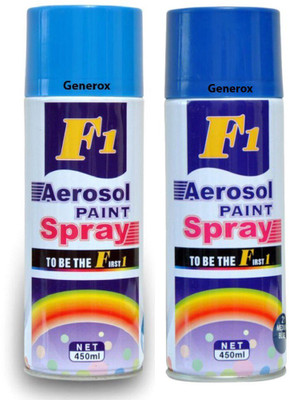 

Generox F1 Multipurpose Touchup Aerosol Spray Paint Blue + Sky Blue Set of 2 Multicolor Spray Paint 450 ml(Pack of 2)