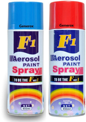 

Generox F1 Multipurpose Touchup Aerosol Spray Paint Suzuki Red + Sky Blue Set of 2 Multicolor Spray Paint 450 ml(Pack of 2)