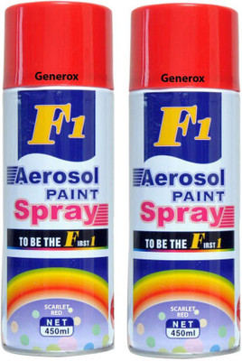 

Generox F1 Multipurpose Touchup Aerosol Spray Paint Scarlet Red Set of 2 Red Spray Paint 450 ml(Pack of 2)
