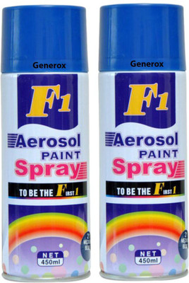 

Generox F1 Multipurpose Touchup Aerosol Spray Paint Medium Blue Set of 2 Blue Spray Paint 450 ml(Pack of 2)