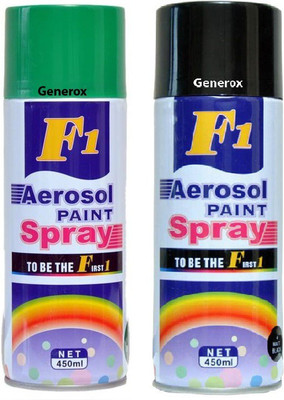 

Generox F1 Multipurpose Touchup Aerosol Spray Paint Gloss Black+Green Set of 2 Multicolor Spray Paint 450 ml(Pack of 2)