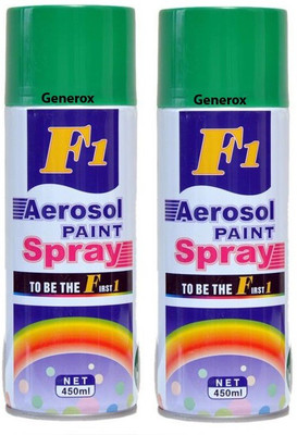 

Generox F1 Multipurpose Touchup Aerosol Spray Paint Medium Green Set of 2 Green Spray Paint 450 ml(Pack of 2)
