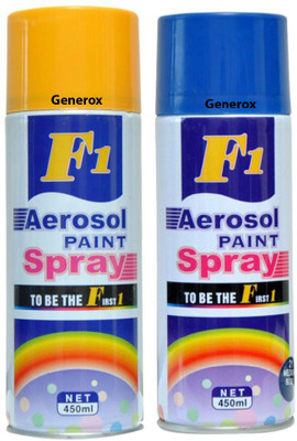 

Generox F1 Multipurpose Touchup Aerosol Spray Paint Blue + Yellow Set of 2 Multicolor Spray Paint 450 ml(Pack of 2)