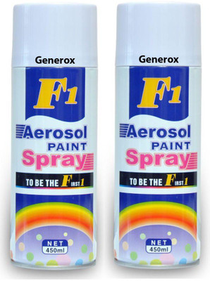 

Generox F1 Multipurpose Touchup Aerosol Spray Paint Gloss White Set of 2 White Spray Paint 450 ml(Pack of 2)