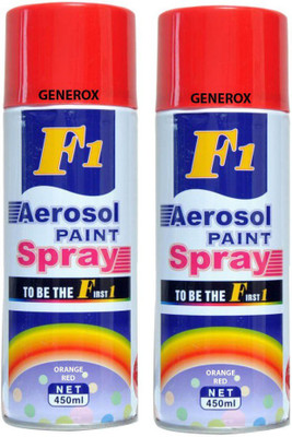 

Generox F1 Multipurpose Touchup Aerosol Spray Paint Orange Red Set of 2 Red Spray Paint 450 ml(Pack of 2)