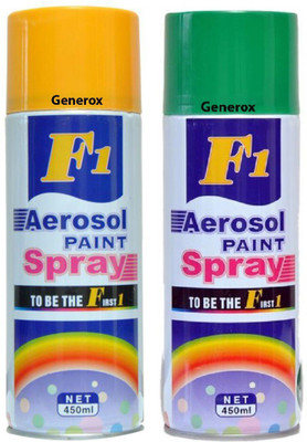 

Generox F1 Multipurpose Touchup Aerosol Spray Paint Green + Yellow Set of 2 Multicolor Spray Paint 450 ml(Pack of 2)
