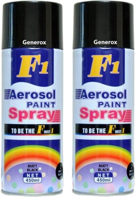 

Generox F1 Multipurpose Touchup Aerosol Spray Paint Matt Black Set of 2 Black Spray Paint 450 ml(Pack of 2)