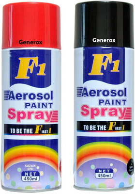 

Generox F1 Multipurpose Touchup Aerosol Spray Paint Gloss Black + Suzuki Red Set of 2 Multicolor Spray Paint 450 ml(Pack of 2)