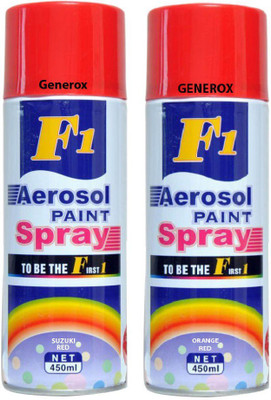 

Generox F1 Multipurpose Touchup Aerosol Spray Paint Orange Red + Suzuki Red Set of 2 Red Spray Paint 450 ml(Pack of 2)