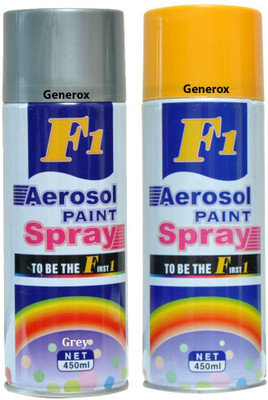 

Generox F1 Multipurpose Touchup Aerosol Spray Paint Yellow + Grey Set of 2 Multicolor Spray Paint 450 ml(Pack of 2)
