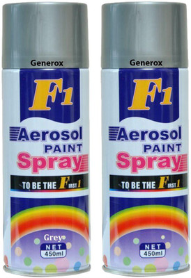 

Generox F1 Multipurpose Touchup Aerosol Spray Paint Silver+Grey Set of 2 Multicolor Spray Paint 450 ml(Pack of 2)