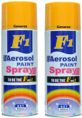 

Generox F1 Multipurpose Touchup Aerosol Spray Paint Medium Yellow Set of 2 Yellow Spray Paint 450 ml(Pack of 2)
