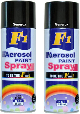 

Generox F1 Multipurpose Touchup Aerosol Spray Paint Gloss Black+Matt Black Set of 2 Black Spray Paint 450 ml(Pack of 2)