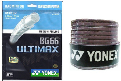 

Yonex Combo of two -one 'BG 66 Ultimax' Badminton String and one 'E-tech 903' Badminton Grip 0.66 Badminton String - 10 m(Multicolor)