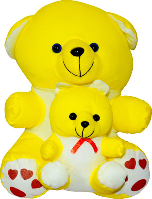 

Shop4everything Mother Teddy with Joined Baby Bear - 22 cm(Bright Yellow.)