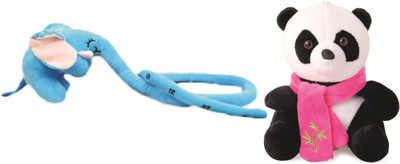 

Skylofts 20cm Muffler Panda Toy for kids with 100cm Long Trunk Elephant Soft Toy for Babies - 20 cm(Multicolor)