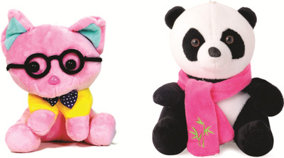 

Skylofts 20cm Cute Cat Soft Toys with Panda Soft Toy with Muffler - 20 cm(Multicolor)