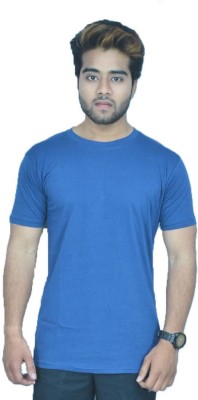 Himgiri International Solid Men Round Neck Blue T-Shirt