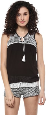 MAYRA Casual Sleeveless Solid Women Black Top