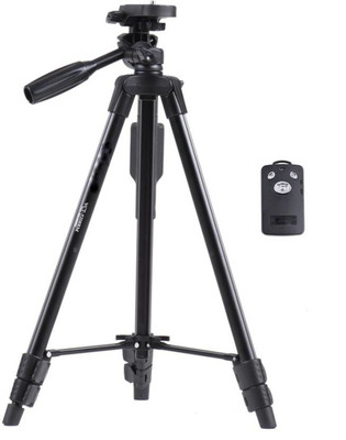 

4Desire Yunteng VCT 5208 Professional Lightweight Aluminum Portable Tripod Stand 3 Way Head For Digital Camera Camcorder, Nikon Sony Canon DSLR, GoPro, Action Camera, and Smartphone with Mobile holder Tripod, Tripod Kit, Tripod Ball Head with Bluetooth Re