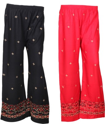 IndiWeaves Regular Fit Women Red, Black Trousers