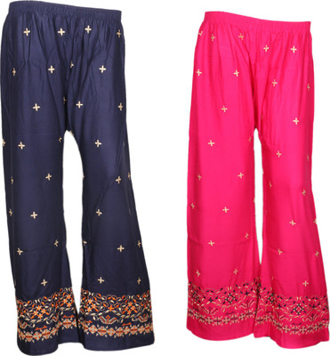 IndiWeaves Regular Fit Women Blue, Pink Trousers