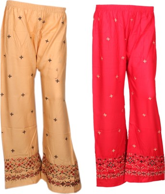 IndiWeaves Regular Fit Women Red, Beige Trousers