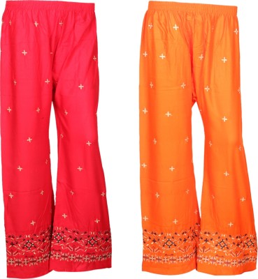 IndiWeaves Regular Fit Women Red, Orange Trousers