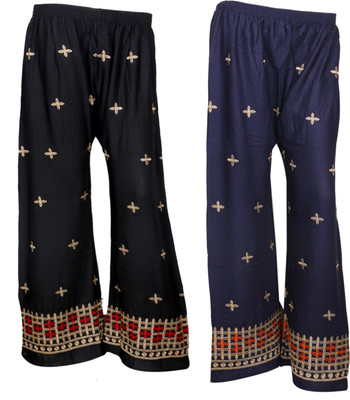 IndiWeaves Regular Fit Women Blue, Black Trousers