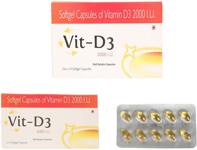 

SHS SAI SUJESH HEALTH Vit-D3 Softgel Capsules Vitamin D3 2000 I.U. - 100 Capsules(100 No)