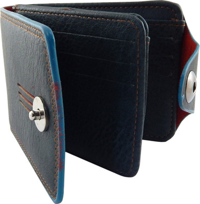 

Bovi'S Men Blue Artificial Leather, Fabric Wallet(9 Card Slots)