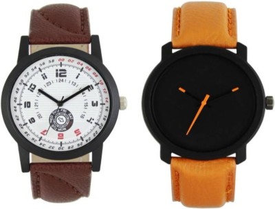 

VICTANCE combo pack of 2 watch of Analog LEATHER STRAP watch for mens_0029 multi color dial wrist watch for mens and boys Watch - For Men