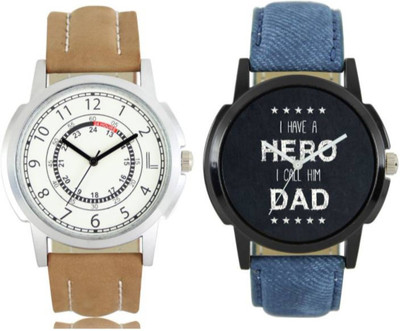

VICTANCE combo pack of 2 watch of Analog LEATHER STRAP watch for mens_0062 multi color dial wrist watch for mens and boys Watch - For Men