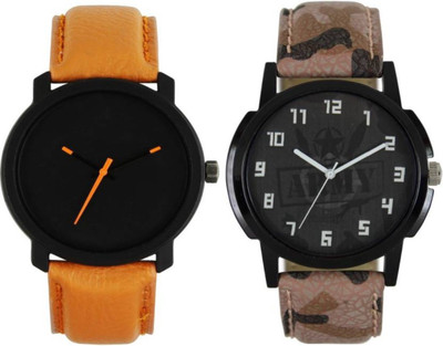 

VICTANCE combo pack of 2 watch of Analog LEATHER STRAP watch for mens_0001 multi color dial wrist watch for mens and boys Watch - For Men