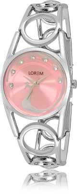 

LOREM LR233 Silver Pink Metal Bracelet Diamond Watch - For Women