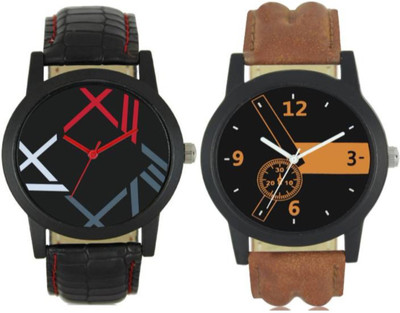 

VICTANCE combo pack of 2 watch of Analog LEATHER STRAP watch for mens_0053 multi color dial wrist watch for mens and boys Watch - For Men