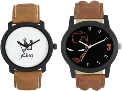 

VICTANCE combo pack of 2 watch of Analog LEATHER STRAP watch for mens_0007 multi color dial wrist watch for mens and boys Watch - For Men