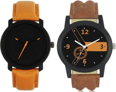 

VICTANCE combo pack of 2 watch of Analog LEATHER STRAP watch for mens_0041 multi color dial wrist watch for mens and boys Watch - For Men