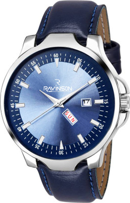 

Ravinson R3803SL04D New Day and Date Blue Dial Blue Leather Strap Casual Analog Wrist Watch - For Men