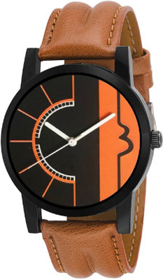 

Rage Enterprise New Designer Black Dial Brown Leather Belt Men Watch - For Boys