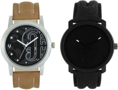 

VICTANCE combo pack of 2 watch of Analog LEATHER STRAP watch for mens_0045 multi color dial wrist watch for mens and boys Watch - For Men