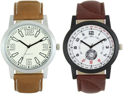 

VICTANCE combo pack of 2 watch of Analog LEATHER STRAP watch for mens_0052 multi color dial wrist watch for mens and boys Watch - For Men