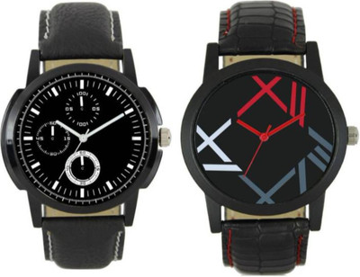 

VICTANCE combo pack of 2 watch of Analog LEATHER STRAP watch for mens_0013 multi color dial wrist watch for mens and boys Watch - For Men