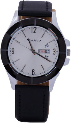 

swissco SILVER WITH BLACK ROUND dial Watch - For Men
