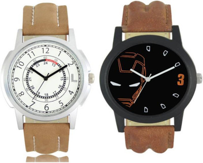 

VICTANCE combo pack of 2 watch of Analog LEATHER STRAP watch for mens_0040 multi color dial wrist watch for mens and boys Watch - For Men