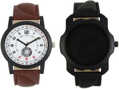 

VICTANCE combo pack of 2 watch of Analog LEATHER STRAP watch for mens_0038 multi color dial wrist watch for mens and boys Watch - For Men